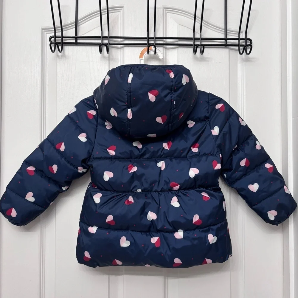 Navy Heart Print Puffer Jacket | Wonder Nation 4T